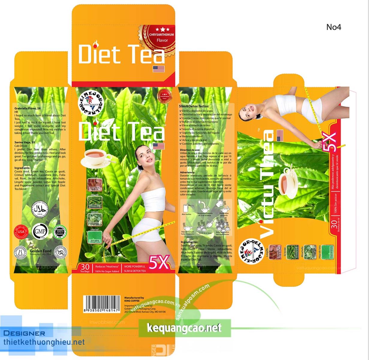 Thiết kế in ấn bao bì trà giảm cân Diet Tea - Ảnh 3